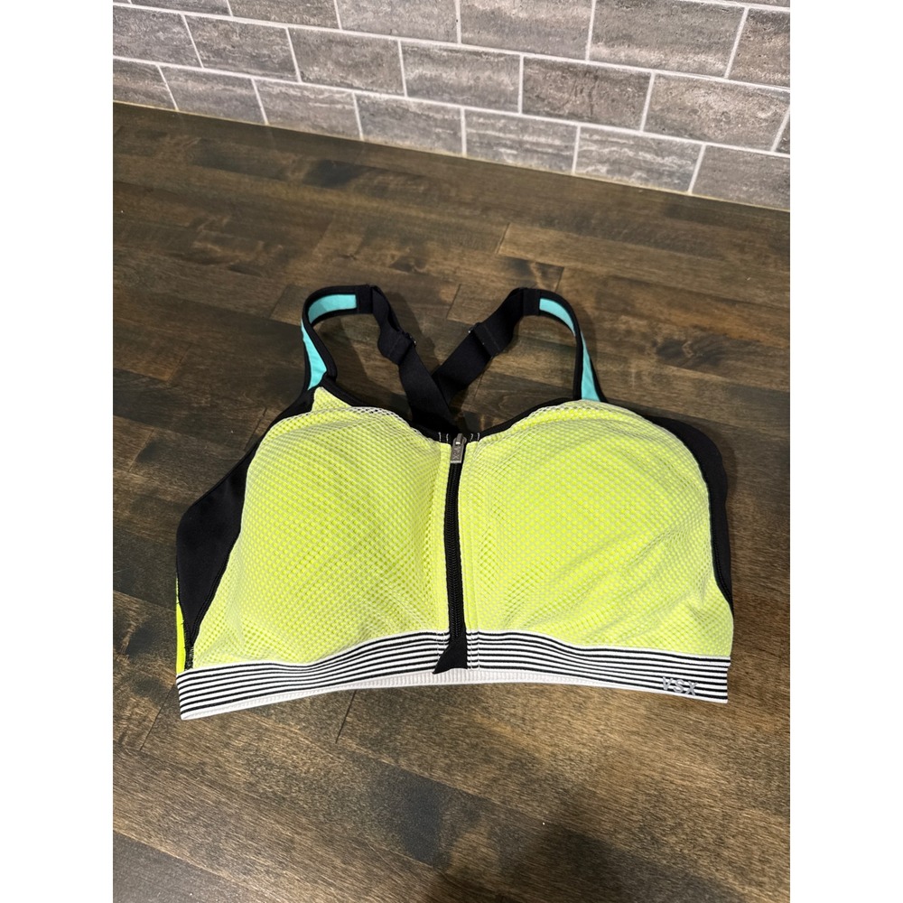 VSX Victorias Secret Sport Front Zip High Impact Sports Bra Neon Yellow‎ 36D